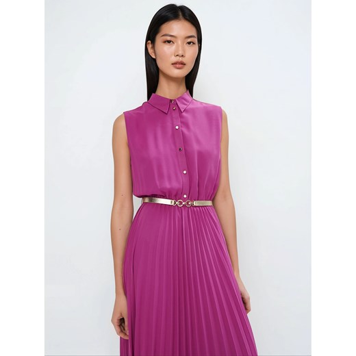 Mohito sukienka bez rękawów fioletowa koszulowa na uczelnię 