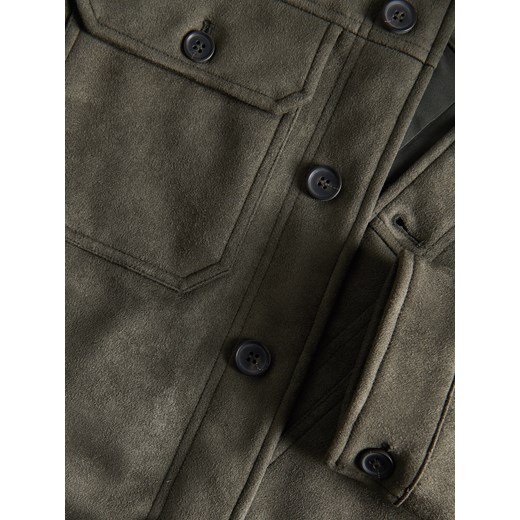 Reserved - Kurtka z imitacji zamszu - ciemnozielony Reserved L Reserved