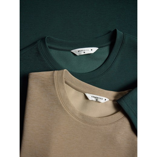 Reserved - Gładki t-shirt regular fit - zielony Reserved L Reserved