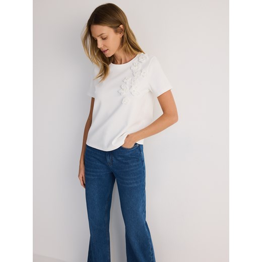 Reserved - Bluzka z aplikacją 3D - biały Reserved XS Reserved