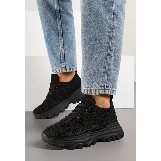 Czarne Sneakersy z Siateczkową Cholewką Toliriva ze sklepu born2be.pl w kategorii Buty sportowe damskie - zdjęcie 178638824