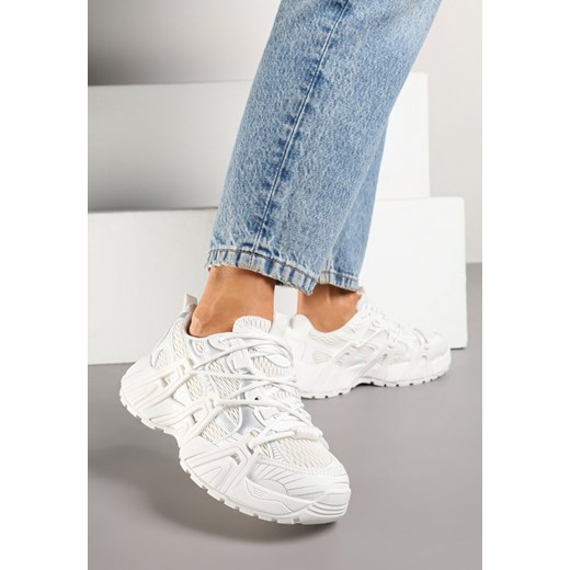 Białe Sneakersy z Designerskim Sznurowaniem Nuritha ze sklepu renee.pl w kategorii Buty sportowe damskie - zdjęcie 178638974