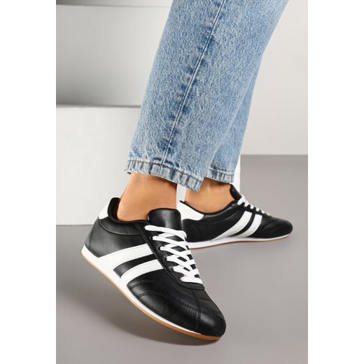Czarne Sznurowane Sneakersy w Stylu Tenisówek Liavessa ze sklepu born2be.pl w kategorii Buty sportowe damskie - zdjęcie 178639762