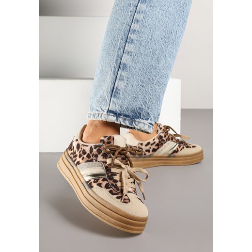 Panterkowe Sneakersy w Stylu Tenisówek Ozdobione Brokatem Teladriena ze sklepu renee.pl w kategorii Buty sportowe damskie - zdjęcie 178640031
