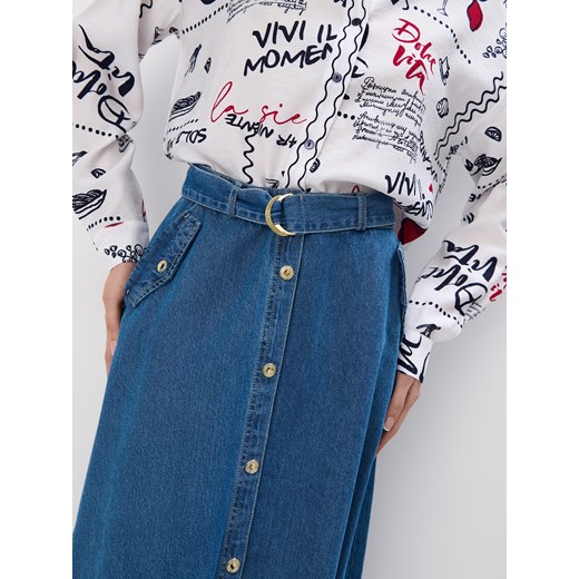 Spódnica Mohito midi jeansowa 