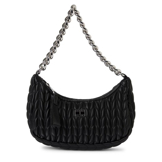 Tommy Jeans Damska torba na ramię - Iconic Shoulder Quilted Kobiety Sztuczna skóra czarny wypukły wzór tkaniny ze sklepu vangraaf w kategorii Listonoszki - zdjęcie 178641502