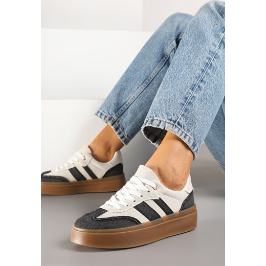 Czarno-Beżowe Sneakersy Tenisówki na Kauczukowej Podeszwie Ardisora ze sklepu renee.pl w kategorii Buty sportowe damskie - zdjęcie 178641720