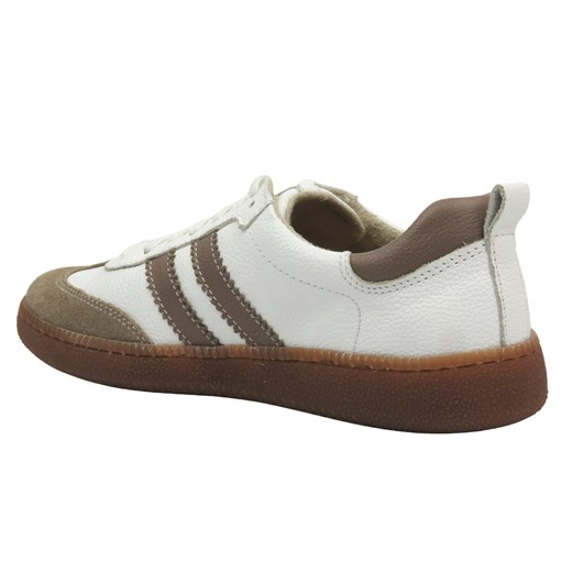 Skórzane sneakersy damskie na platformie - Best-But 1403, biało-beżowe Best-but 40 ulubioneobuwie