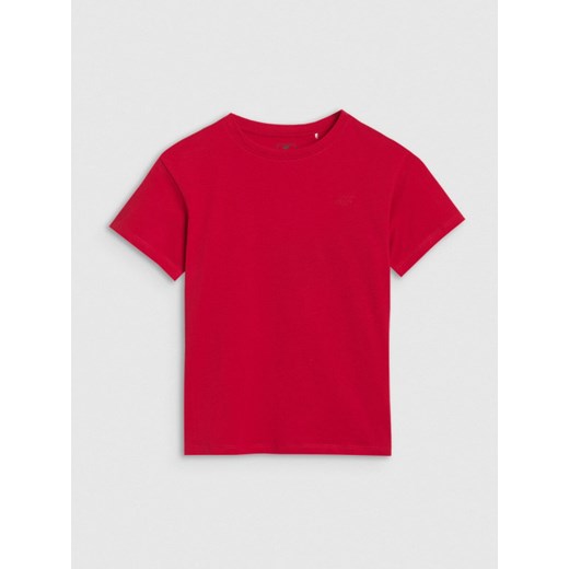 Chłopięcy t-shirt oversize 4F 4FJWSS25TTSHM2324 - czerwony ze sklepu Sportstylestory.com w kategorii T-shirty chłopięce - zdjęcie 178643002