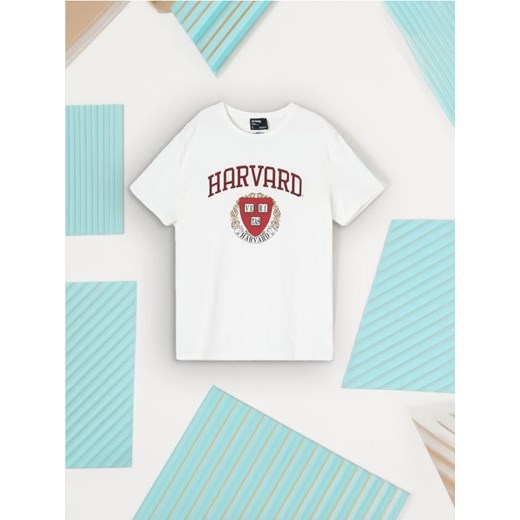 Sinsay - Koszulka Harvard - kremowy Sinsay S okazja Sinsay