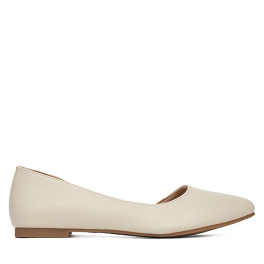 Balerinki beżowe bez zapięcia casual płaskie 