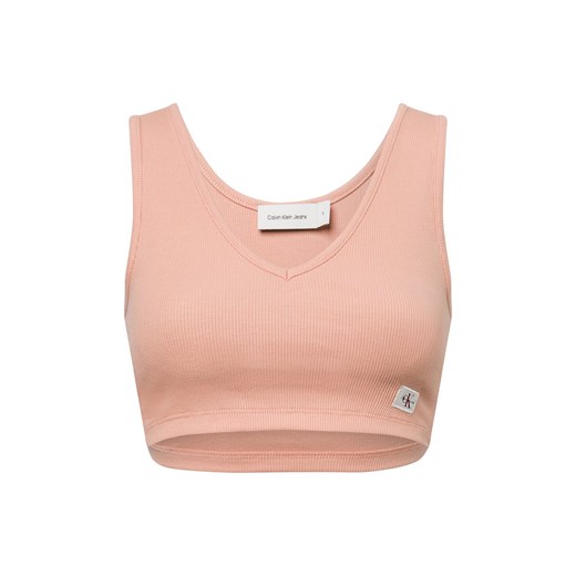 Calvin Klein Jeans Damski crop top Kobiety Bawełna morelowy jednolity ze sklepu vangraaf w kategorii Bluzki damskie - zdjęcie 178651412