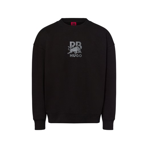 HUGO Bluza męska - Dahrain RB Mężczyźni Bawełna czarny jednolity ze sklepu vangraaf w kategorii Bluzy męskie - zdjęcie 178651422
