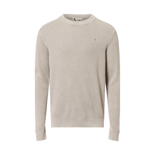 G-Star RAW Męski sweter z dzianiny Mężczyźni Bawełna jasny szary wypukły wzór tkaniny ze sklepu vangraaf w kategorii Swetry męskie - zdjęcie 178651462