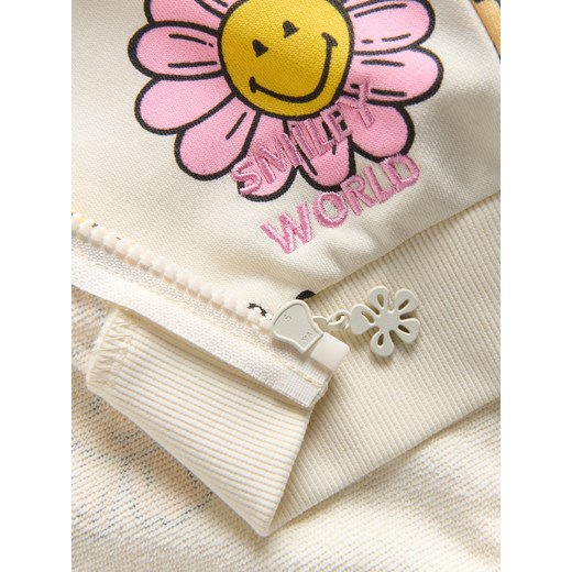 Reserved - Bawełniana bluza Smiley z aplikacją - kremowy Reserved 86 (12-18 m.) Reserved