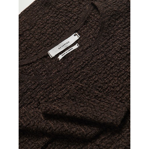 Reserved - Kreszowana bluzka - ciemnobrązowy Reserved M Reserved