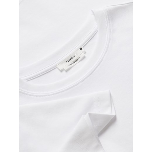 Reserved - T-shirt oversize z merceryzowanej bawełny - biały Reserved XS Reserved
