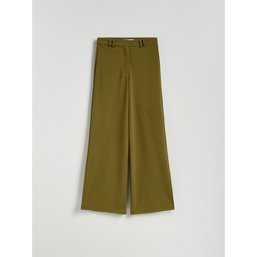 Reserved - Spodnie z szeroką nogawką - oliwkowy Reserved XL Reserved