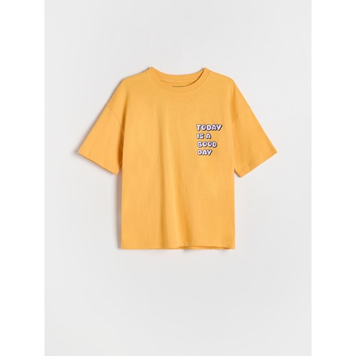 Reserved - Bawełniany t-shirt z nadrukiem - pomarańczowy Reserved 134/140 (8-9 lat) Reserved