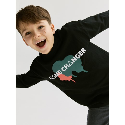 Reserved - Bawełniany longsleeve - czarny ze sklepu Reserved w kategorii T-shirty chłopięce - zdjęcie 178652842