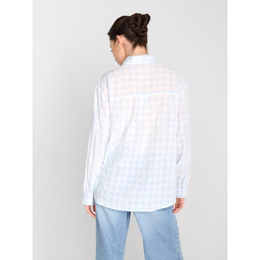 Sinsay - Koszula w kratę z kołnierzykiem - błękitny Sinsay L Sinsay