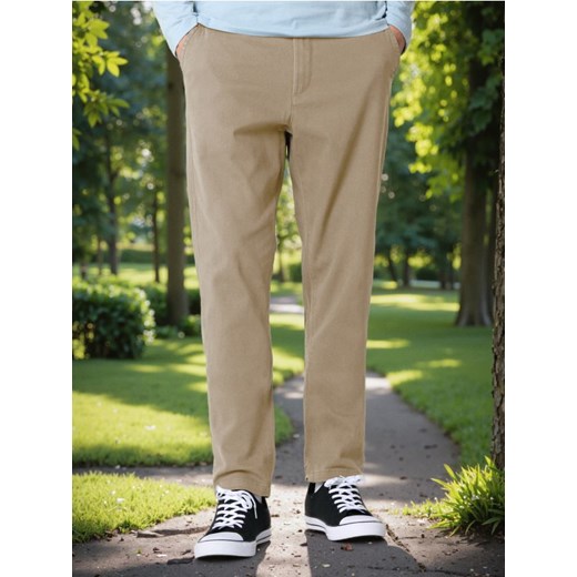 Sinsay - Spodnie chino slim - beżowy ze sklepu Sinsay w kategorii Spodnie męskie - zdjęcie 178654360