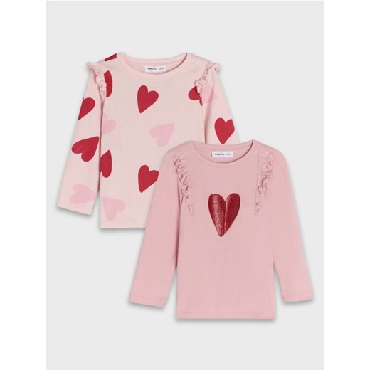 Sinsay - Koszulka z długimi rękawami 2 pack - różowy ze sklepu Sinsay w kategorii Kaftaniki i bluzki - zdjęcie 178654573