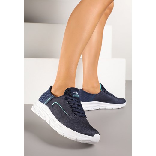 Granatowo-Miętowe Buty Sportowe Sneakersy z Ozdobnym Tłoczeniem na Pięcie i Napisem Darilen ze sklepu renee.pl w kategorii Buty sportowe damskie - zdjęcie 178656743