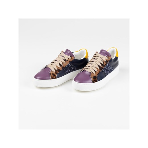 Anna Morellini Skórzane sneakersy &quot;Torecia&quot; w kolorze granatowo-fioletowym ze sklepu Limango Polska w kategorii Buty sportowe damskie - zdjęcie 178657624