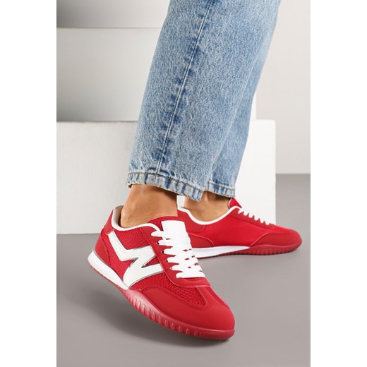 Czerwone Sneakersy Typu Klasyczne Tenisówki Zdobione Przeszyciami Elanioria ze sklepu renee.pl w kategorii Buty sportowe damskie - zdjęcie 178658254