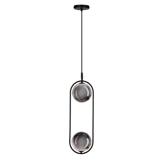 Podwójna czarna lampa wisząca z grafitowym kloszem C8-W63 ze sklepu Edinos.pl w kategorii Lampy wiszące - zdjęcie 178659153