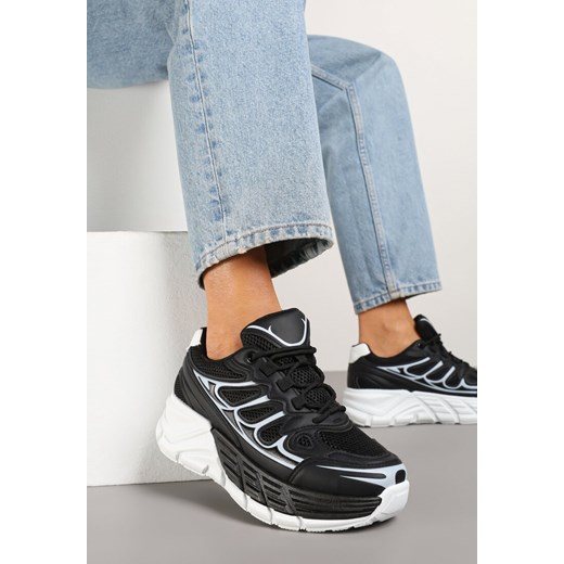 Czarne Sneakersy Streetwearowe na Tłoczonej Platformie Tertewia ze sklepu renee.pl w kategorii Buty sportowe damskie - zdjęcie 178660012