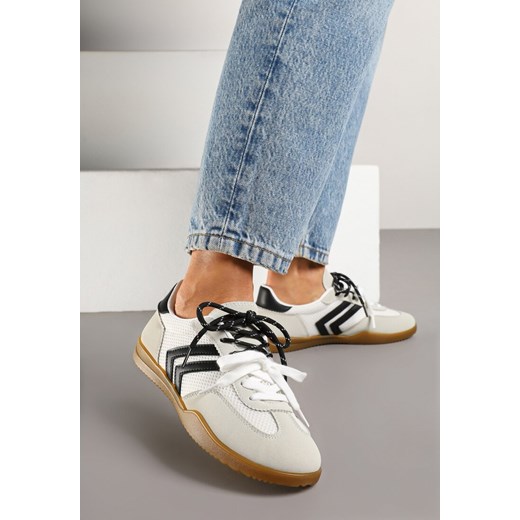 Białe Sneakersy w Stylu Tenisówek Ozdobione Geometrycznym Wzorem Teloriella ze sklepu renee.pl w kategorii Buty sportowe damskie - zdjęcie 178660201