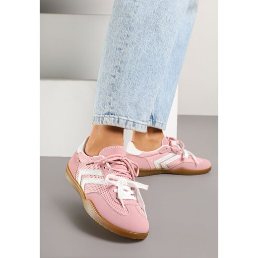 Różowe Sneakersy w Stylu Tenisówek Ozdobione Geometrycznym Wzorem Teloriella ze sklepu renee.pl w kategorii Buty sportowe damskie - zdjęcie 178660213