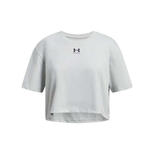 Dziewczęca koszulka oversize Under Armour UA Rival SS - szara ze sklepu Sportstylestory.com w kategorii Bluzki dziewczęce - zdjęcie 178661410