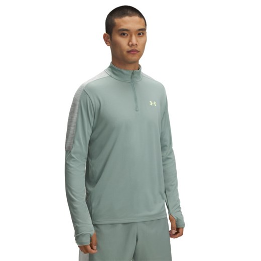 Męski longsleeve treningowy Under Armour UA Tech Utility 1/4 Zip - zielony ze sklepu Sportstylestory.com w kategorii T-shirty męskie - zdjęcie 178661481