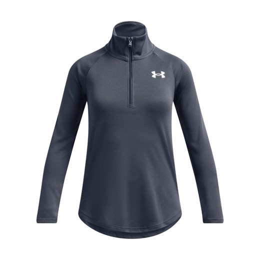 Dziewczęca bluza treningowa nierozpinana bez kaptura Under Armour Tech Graphic 1/2 Zip - szara ze sklepu Sportstylestory.com w kategorii Bluzy dziewczęce - zdjęcie 178661494