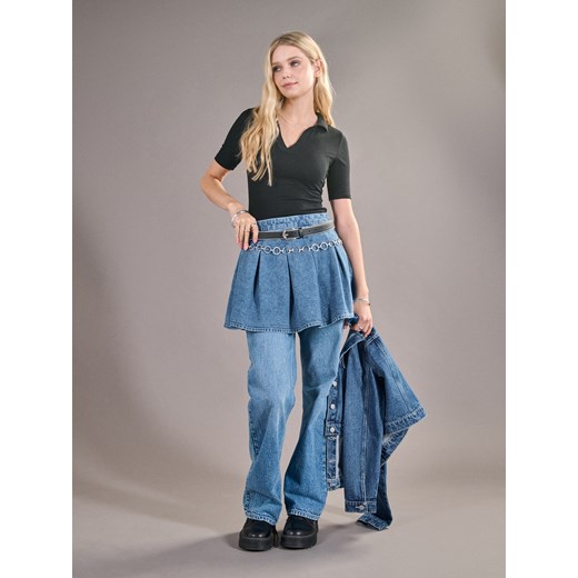 Sinsay - Body z kołnierzykiem - czarny Sinsay S Sinsay