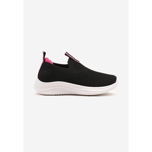 Czarno-Fuksjowe Buty Sportowe Sneakersy z Elastyczną Cholewką Liasoria ze sklepu born2be.pl w kategorii Buty sportowe dziecięce - zdjęcie 178662391