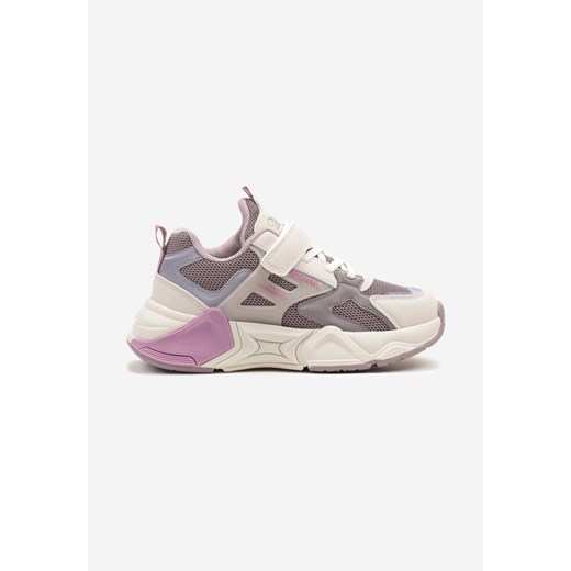 Beżowe Buty Sportowe Sneakersy z Rzepem na Tłoczonej Podeszwie Azrivae ze sklepu born2be.pl w kategorii Buty sportowe dziecięce - zdjęcie 178662454