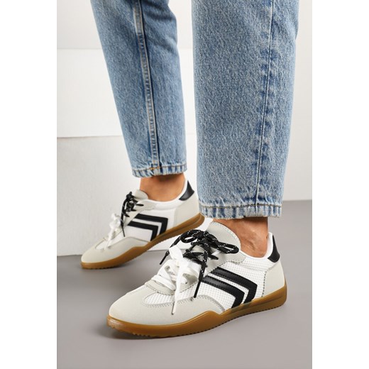 Białe Sneakersy Tenisówki z Geometrycznym Motywem Telanilia ze sklepu born2be.pl w kategorii Buty sportowe damskie - zdjęcie 178662623