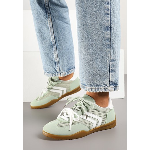 Jasnozielone Sneakersy Tenisówki z Geometrycznym Motywem Telanilia ze sklepu born2be.pl w kategorii Buty sportowe damskie - zdjęcie 178662641