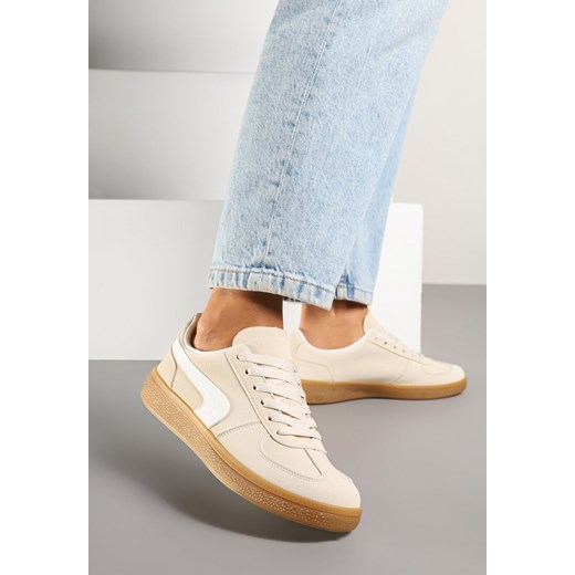 Beżowe Sneakersy w Stylu Klasycznych Tenisówek Ahleria ze sklepu born2be.pl w kategorii Buty sportowe damskie - zdjęcie 178662803