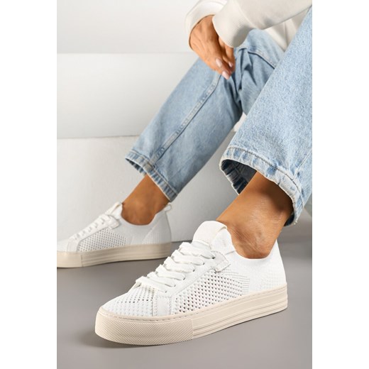 Białe Siateczkowe Sneakersy Ozdobione Metaliczną Nicią Nimiarene ze sklepu renee.pl w kategorii Buty sportowe damskie - zdjęcie 178663310