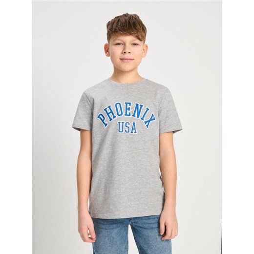 Sinsay - Koszulka z napisem - szary ze sklepu Sinsay w kategorii T-shirty chłopięce - zdjęcie 178663512
