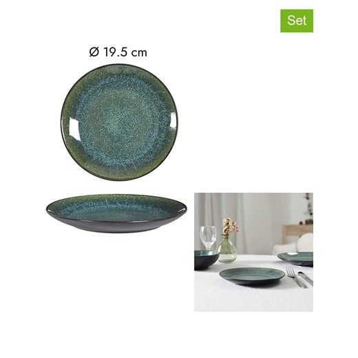 THE HOME DECO FACTORY Talerze śniadaniowe (6 szt.) &quot;Elia&quot; w kolorze czarno-zielonym - Ø 19,5 cm ze sklepu Limango Polska w kategorii Naczynia - zdjęcie 178664422