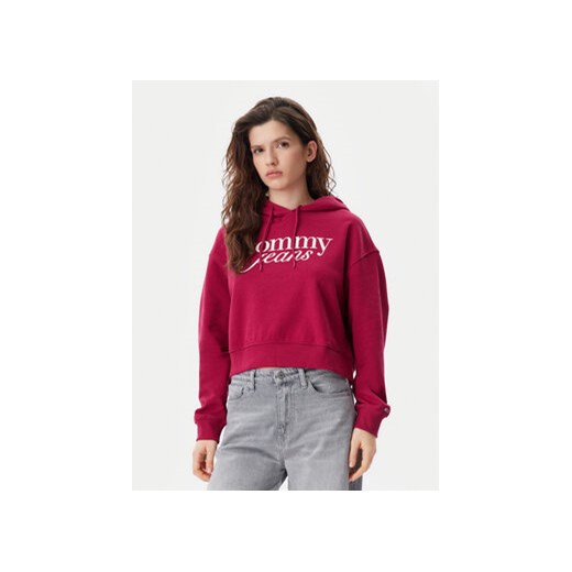 Tommy Jeans Bluza Script DW0DW20306 Różowy Relaxed Fit ze sklepu MODIVO w kategorii Bluzy damskie - zdjęcie 178665884