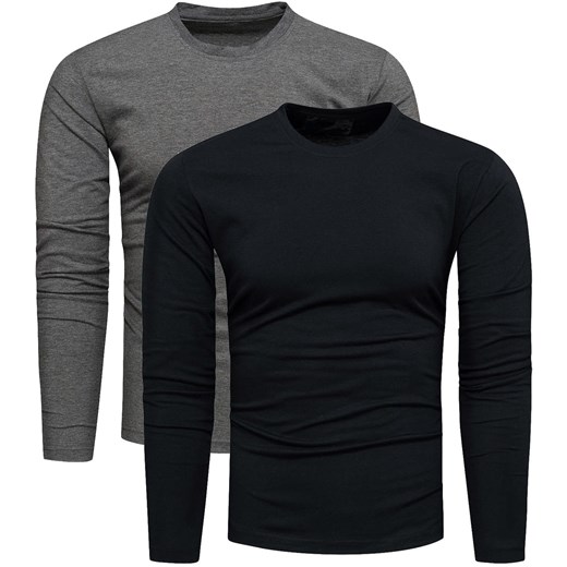 2-pak zestaw basic męskich longsleevów grafitowy i czarny Recea ze sklepu Recea.pl w kategorii T-shirty męskie - zdjęcie 178666671