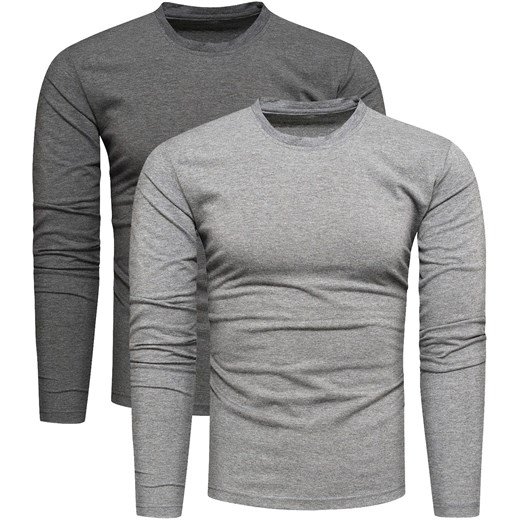 2-pak zestaw basic męskich longsleevów grafitowy i szary Recea ze sklepu Recea.pl w kategorii T-shirty męskie - zdjęcie 178666693