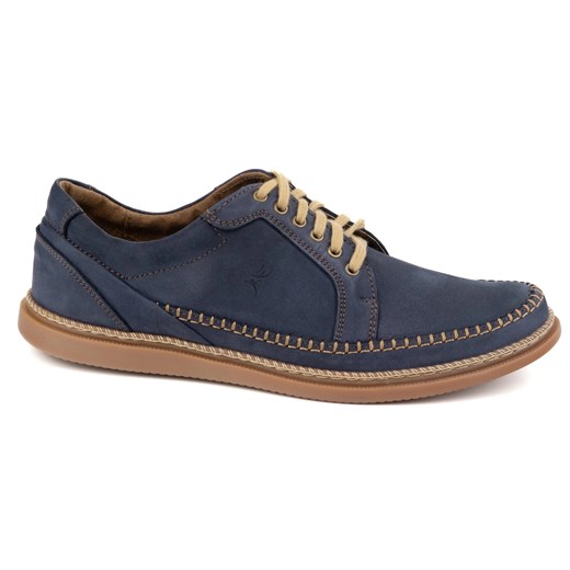 Olivier Buty Męskie Skórzane Casual Model 313GT granatowe niebieskie ze sklepu ButyModne.pl w kategorii Półbuty męskie - zdjęcie 178667890